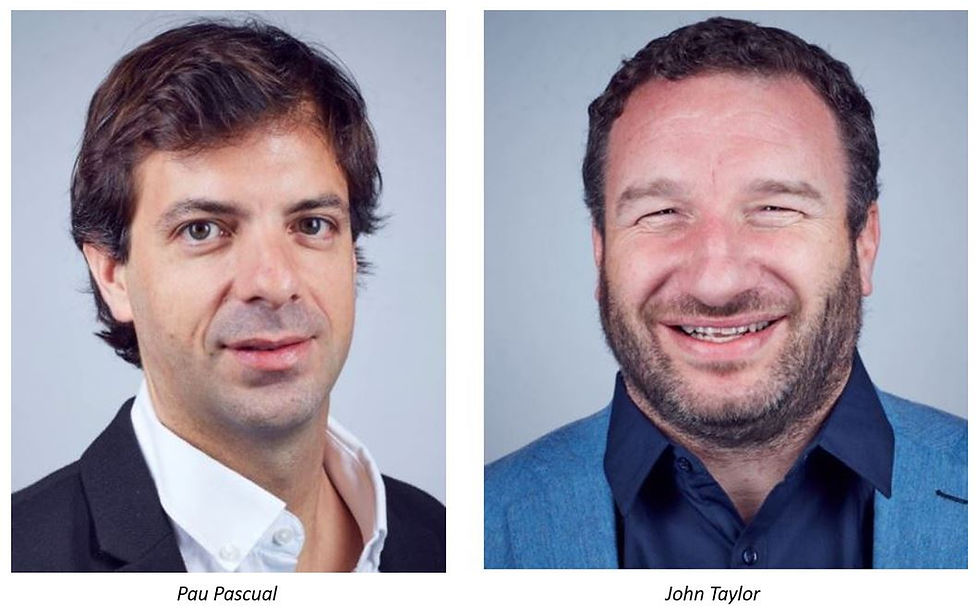 headshots of two men, Pau Pascual and John Taylor