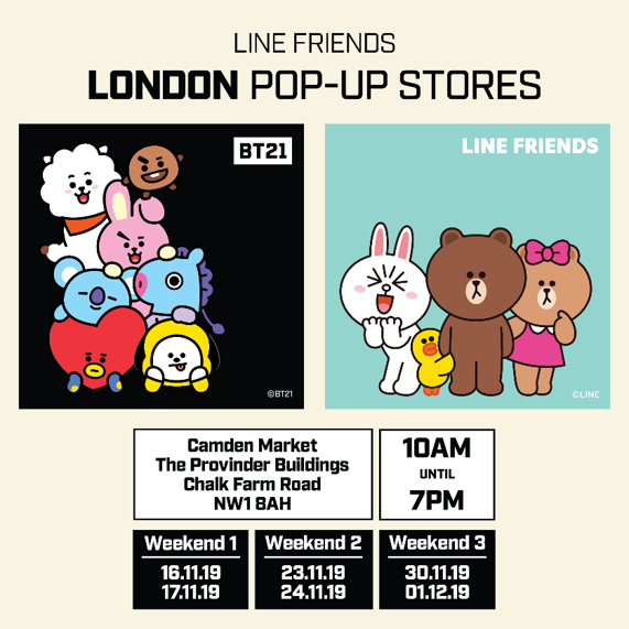 a print ad for London Pop-up Stores featuring collage of two images with animated characters