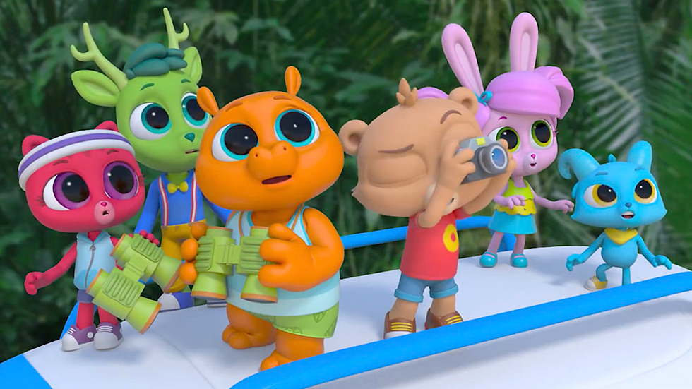 6 animated cartoon characters with big eyes
