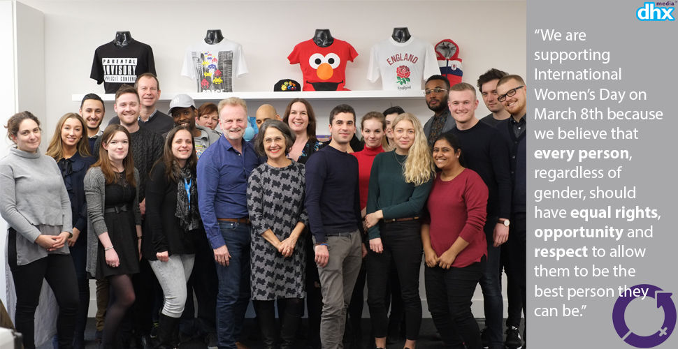 group of employees standing together. "We are supporting International Women's Day on March 8th because we believe that every person, regardless of gender, should have equal rights, opportunity and respect to allow them to be the best person they can be."