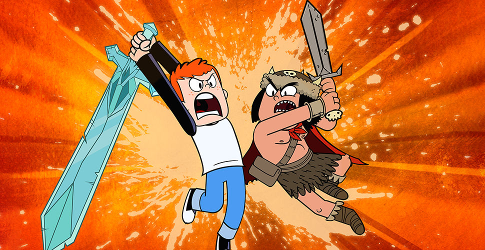 two boys with swords