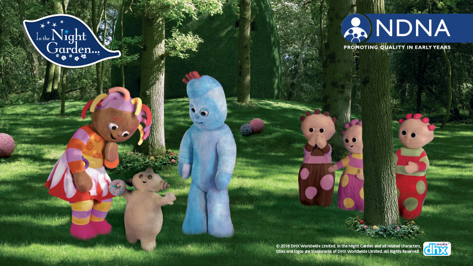 2 bigger fuzzy characters talk to a smaller one, while other look one. NDNA logo